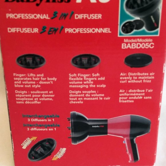 Babyliss Pro-Interchangeable 3 in 1 Diffuser-Universal Fit-Model BABD05C - Picture 9 of 13
